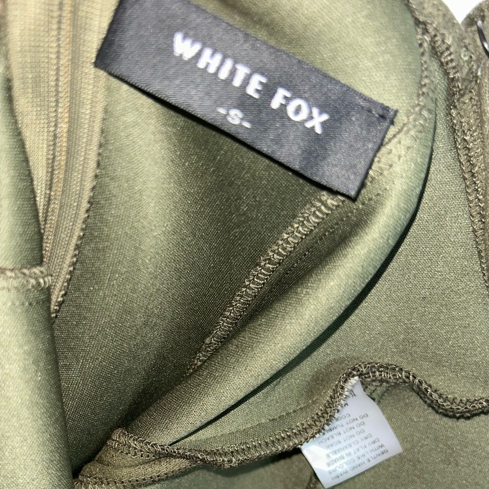 New White Fox S Bratty Faux Suede Mini Dress Cactus Olive coachella festival tie - Picture 9 of 9
